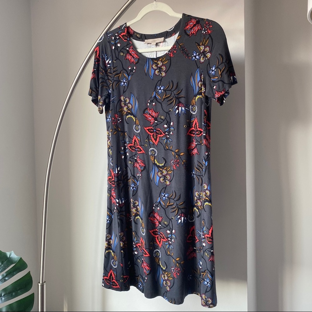 Loft Gray floral dress